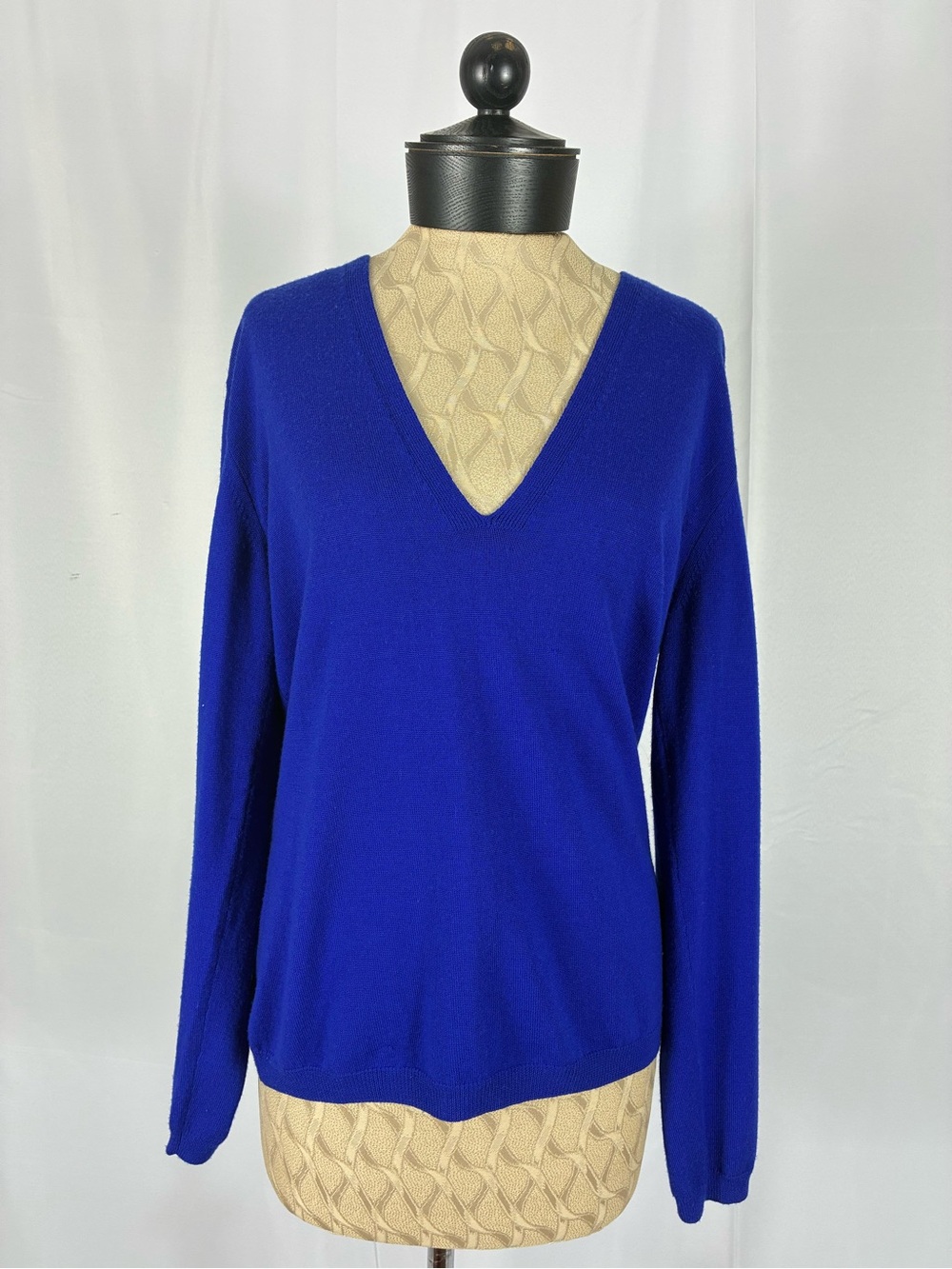 Yves Saint Laurent V-Neck Sweater in Cobalt Blue
